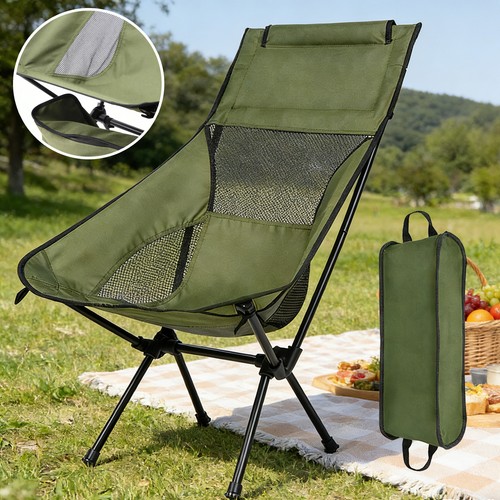 High back camping chair - high,