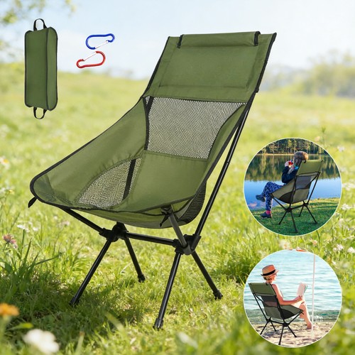 High back camping chair - high,