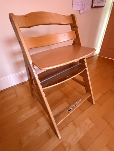 Wooden baby high chair - wooden, beige